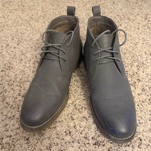 Toecap Grey Lace-up Satin Sheen Leather Chukka Boots Size 11.5 New